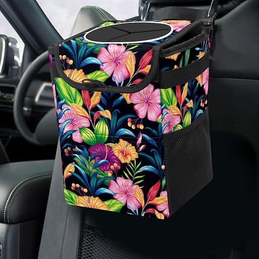 Car Trash Can – Multi-Purpose, Lightweight and Portable with Durable Water-Resistant Coating, No Installation Required, Practical and Ample Capacity, Variety of Colors.Rose Flower