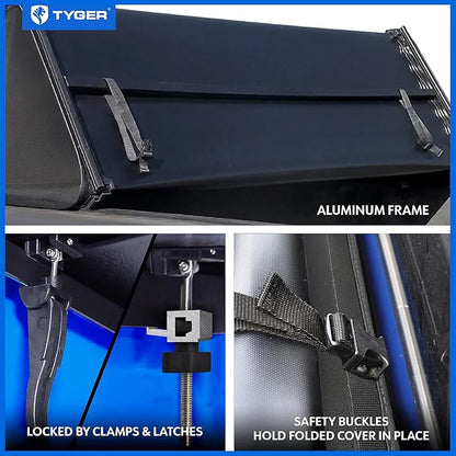 Tyger Auto T3X Soft Tri-Fold in Fabric Truck Bed Tonneau Cover Compatible with 2022-2026 Nissan Frontier | 5' (60") Bed | TG-BC3N1057X