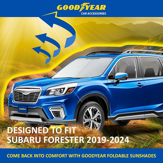 Goodyear Foldable Windshield Sunshade for Subaru Forester 2019-2024, SUV car Accessories, Sunshade Cover, Sun Shade Car Windshield, Window Sun Blocker - GY008279