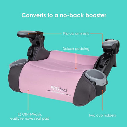 Baby Trend Protect 2-in-1 Folding Booster Seat, Dash Rose – Fold-Flat Travel-Ready Design, Lightweight Build, Belt-Positioning Comfort
