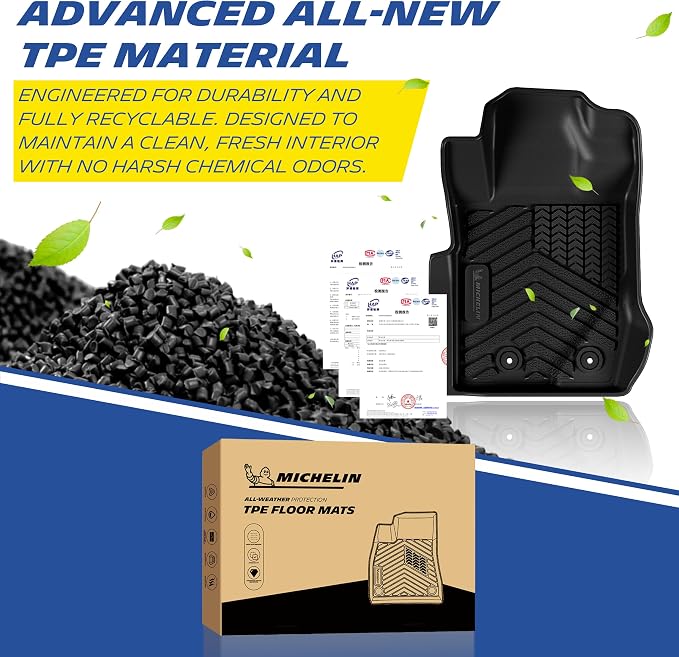 Michelin Vehicle Mats, All-Weather TPE Custom Fit Liner for 2021-2026 Ford Bronco 4-Door(6 Piece), Premier