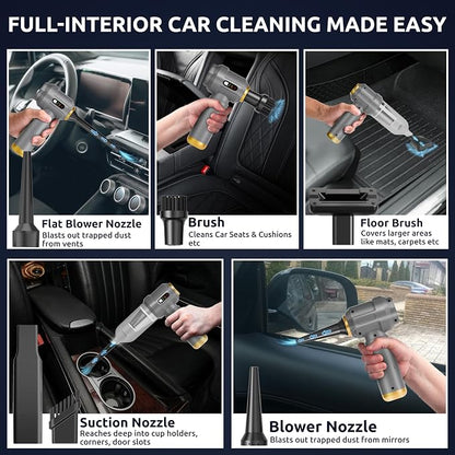 Handheld Vacuum Cordless Vacuum Cleaner with 9 Extensions, 18000Pa Brushless Suction & Air Blower (2-in-1), 7800mAH Battery, Steel+HEPA Filter, Car Vacuum, Dust Buster for Interior, Home & Pet Hair