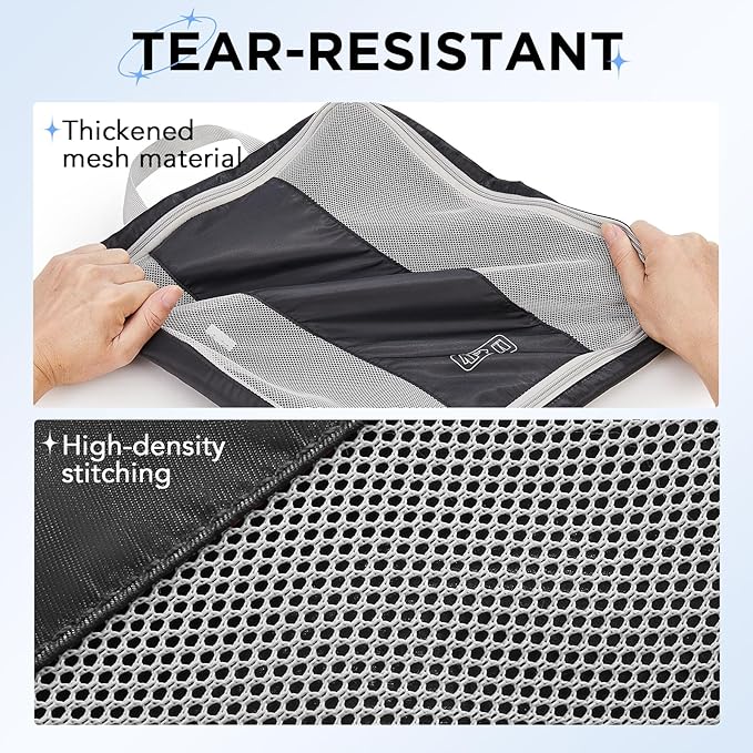 OlarHike 6 Set Compression Packing Cubes for Travel Essentials,Compressible Expandable Space Saver Bags for Organizing Clothes,Luggage Suitcase Garment Bags with Over 1000 pcs Mesh Holes(Black)