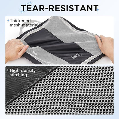 OlarHike 6 Set Compression Packing Cubes for Travel Essentials,Compressible Expandable Space Saver Bags for Organizing Clothes,Luggage Suitcase Garment Bags with Over 1000 pcs Mesh Holes(Black)
