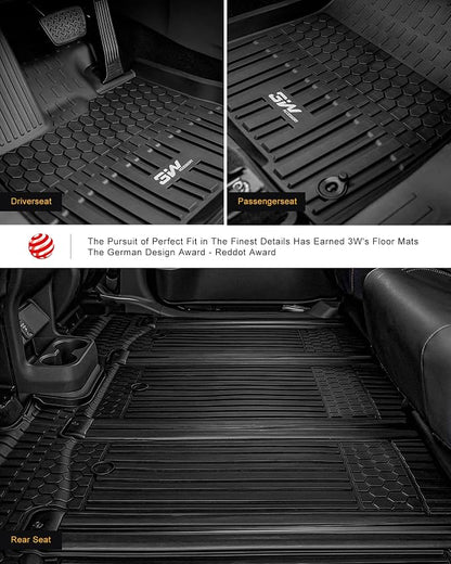3W Floor Mats with Front Carpet Compatible for Toyota Sienna 2021-2026 7 Seat, TPE All Weather Custom Fit Floor Liner for Toyota Sienna 1st, 2nd and 3rd Row, Black (Not Fit 2025 2026 Platinum Edition)