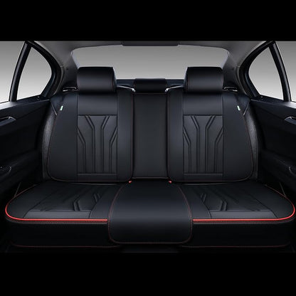 FLORICH Leather Seat Covers, Seat Covers Full Set, Car Seat Protectors 5 Seats, Automotive Seat Covers Fit for Most Cars Trucks SUV-Black&Red Line