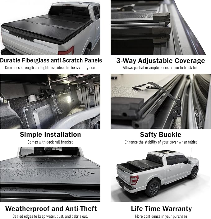 Toptiny Hard Folding Truck Bed Tonneau Cover HTF034 Fits 2022-2026 Toyota Tundra 5‘6" Bed w/OE Rail System (66.7")