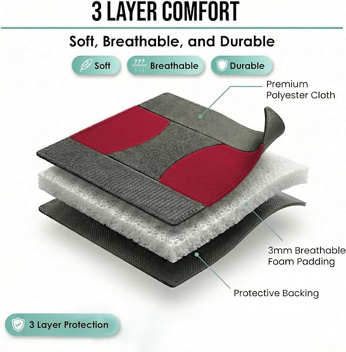 FH Group Bright Flat Cloth Full Set Car Seat Covers, Burgundy/Black- Fit Most Car, Truck, SUV, or Van