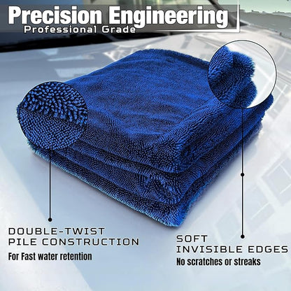 XL Car Drying Towel, 1300 GSM Professional Car Towel with Double Twisted Loop, Car Drying Towels Extra Large Super Absorbent, Microfiber Drying Towels for Cars, Trucks, SUVs - 40"x24", Navy