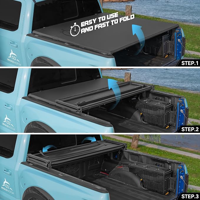 Truck Bed Tonneau Cover Compatible with Dodge Ram 1500(2009-2026) Classic&New 5.7 ft Short Box w/o Rambox, Soft Folding(Tri Fold) Style