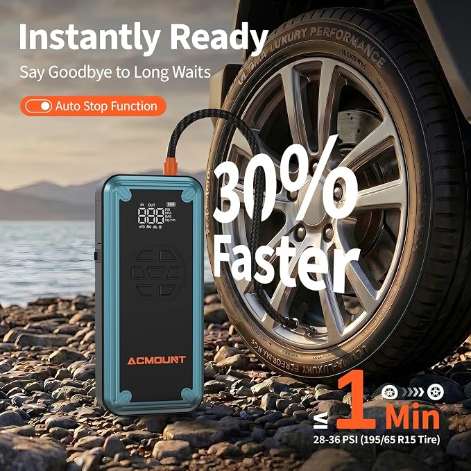 W160 Jump Starter with Air Compressor, 5000A Portable Car Jump Starter 150PSI Tire Inflator/Air Pump, 12V Battery(Up to 9L Gas/8L Diesel Engine) Jump Pack Car Emergency Kit Idea Gift for Man (Blue)