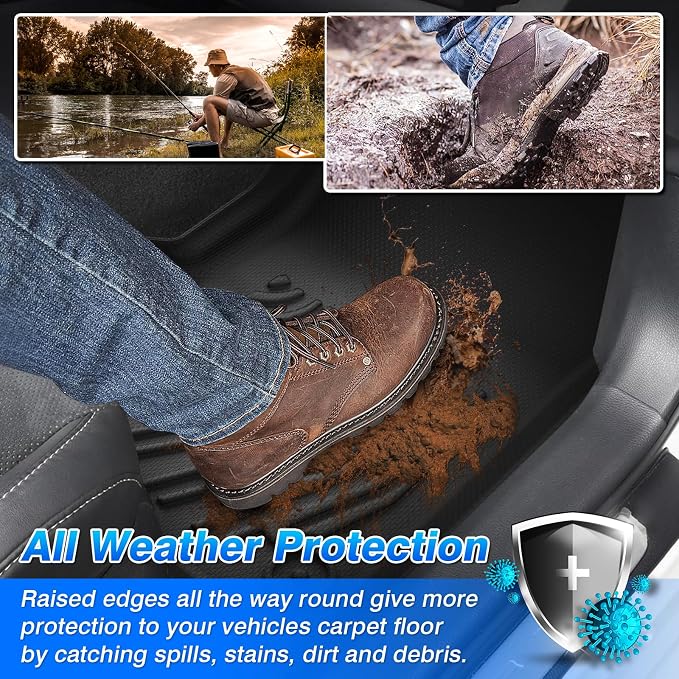 Wrangler TJ Floor Mats - Car Mats for Jeep Wrangler TJ 1997-2006, All Weather Floor Mat for Wrangler TJ Accessories, Heavy Duty Rubber Mats, Car Accessories