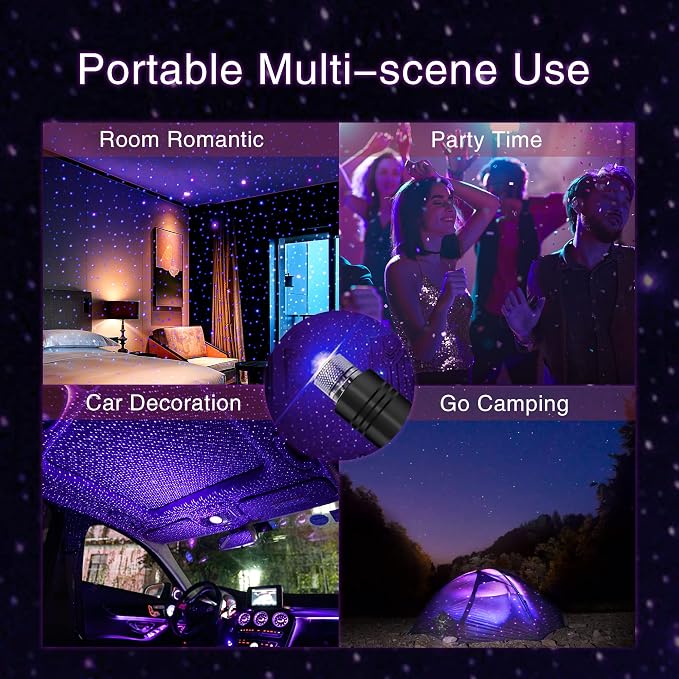 Star Projector Night Light, Car Accessories for Women and Men, Romantic Car Led Lights Interior, Adjustable Interior Car Lights, Roof, Bedroom, Decor, Room Decor, Home Decor, Plug and Play