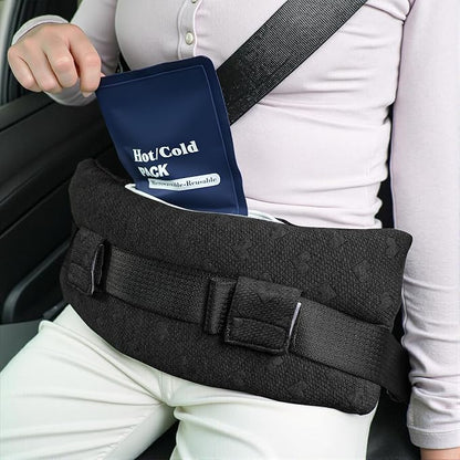 Seat Belt Pillow Post-Surgery – with Ice/Hot Pocket for C-Section, for Chest/Heart Travel