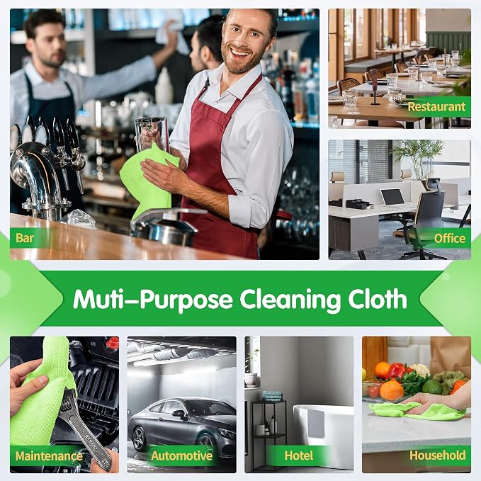 FIXSMITH Sage Green Microfiber Cleaning Cloth -Pack of 8, Highly Absorbent Cleaning Rags, 16"X12" All Purpose Cleaning Towels for Housekeeping, Kitchen, Car, Lint Free and Reusable Microfiber Towels