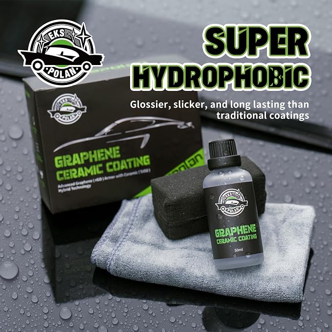 Graphene Ceramic Coating for Cars (50ml) - 10H Graphene Coating for Car Detailing-5+ Years Protection, Hydrophobic, Scratch & UV Resistant, High GlossFinish - Professional-Grade Car Detailing Kit