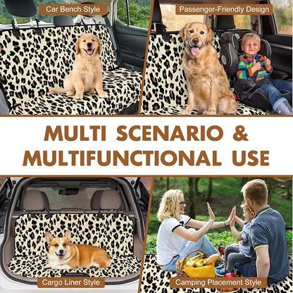 NECKORY Backseat Cover for Dogs, Waterproof and Non-Slip Pet Bench Seat Covers, Car Seat Protector for Back Seat, Universal Size Rear Car Seat Cover Fits Cars, Trucks and SUVs, L-Leopard&Black