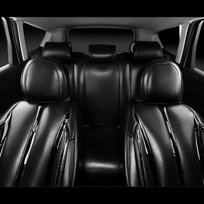 CAR PASS Ultra+ Nappa Patent Leather Car Seat Covers Full Set Universal Cushioned,Soft Breathable Waterproof Anti-Slip Driver Seats Backrest for SUV Pick-up Truck Sedan,5 Seats Aether Lustre All Black