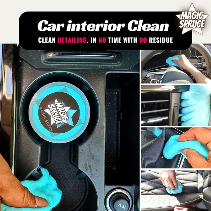 MAGIC SPRUCE Car Cleaning Gel, Reusable Auto Detailing Putty for Interior Dashboard Vents, Non-Toxic Dust Remover for Car Keys Keyboard PC Laptop, Scented Cleaning Products,Stocking Stuffers for men