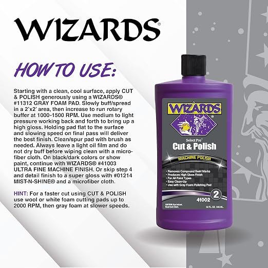 Wizards Select Pro Cut and Polish Compound Step 2 Perfect Match - Dual Action Polisher with High Gloss Finish - Polishing Compound that Removes Swirl Marks