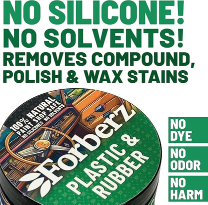 Plastic & Rubber Treatment - Non-Greasy. No Silicone. No Solvents. Paint Shop Safe. - Remove Wax/Compound/Polish Stains & Restore Sun Faded Interior & Exterior Trim. 7.5oz