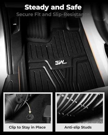 3W Floor Mats Fit for Honda Odyssey 2018-2025 2026,Mini Passenger Van, All Weather Custom Fit TPE Floor Liners 1st 2nd & 3rd Rows Car Mats Odyssey Car Accessories, Black