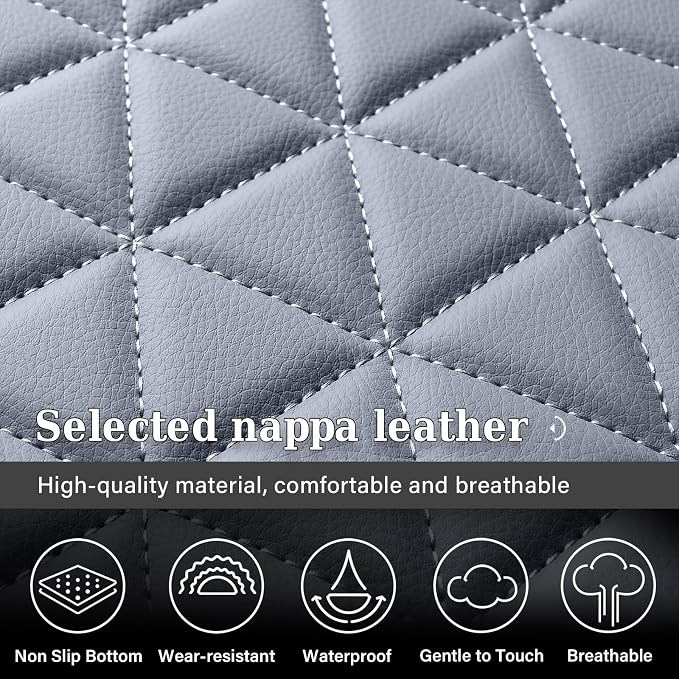 Coverado Gray Front Seat Covers for Dodge Ram, Waterproof Car Seat Covers for Truck Compatible with 2002-2026 Ram 1500 2500 3500 Crew Double Mega Quad Cab