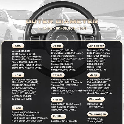 SEG Direct Car Steering Wheel Cover for F-150 Tundra Range Rover 15.5-16 inch, Auto Interior Accessories, Black with Sliver Carbon Fiber Pattern