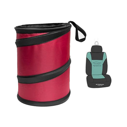 FH Group FH1120 Collapsible Trash Can (Red) Small with Gift - Universal Fit