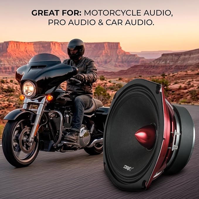 DS18 PRO-X698 BM Loudspeaker - 6x9", Midrange, Red Aluminum Bullet, 400W Max, 200W RMS, 8 Ohms - Premium Quality Audio Door Speakers for Car,Truck and Motorcycle Stereo Sound System (1 Speaker)
