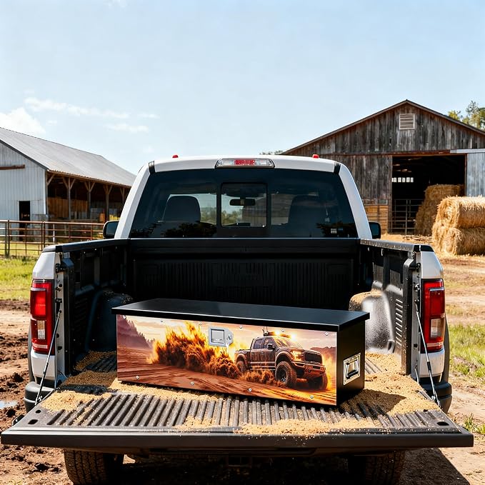Truck Bed Tool Box, F150 Accessories, Truck toolBox compatible with F150,38.5 x 11.6 x 9.6 Inches, Alloy Steel, Lockable, Weathertight, Rust Resistant, Flip Top, for Pickup Trucks
