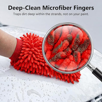 Car Wash Mitt,Detailing Ultra-Soft Chenille Microfiber Auto Gloves,Scratch-Free&Lint-Free,Safe for Trucks,SUVs, RVs&More