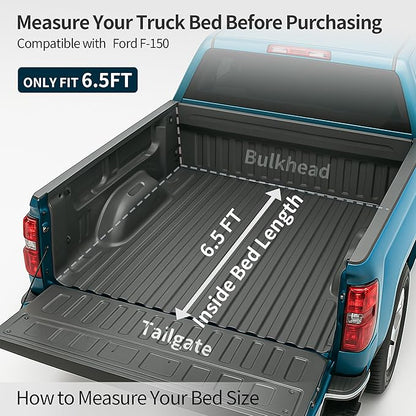 OEDRO Quad Fold Hard Truck Bed Tonneau Cover Fit for Ford F150 F-150 2015-2026 with 6.5ft Bed, Black