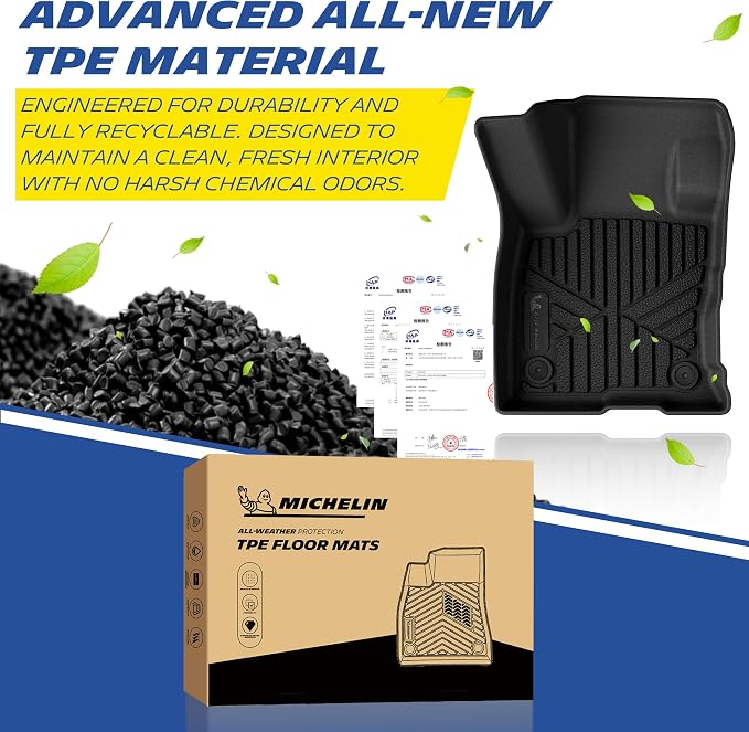 Michelin Vehicle Mats, All-Weather TPE Custom Fit Liner for 2021-2026 Ford Bronco Sport, Premier