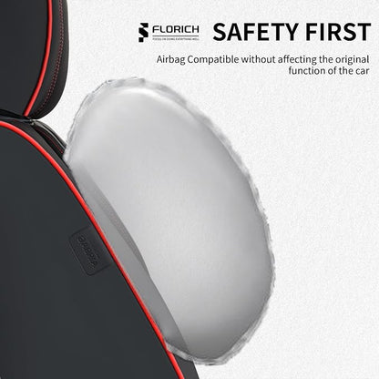 FLORICH Seat Covers, Car Seat Covers Full Set, Luxury Nappa Leather Seat Covers, Breathable and Waterproof Car Seat Protector 5 Seat, Automotive Seat Covers Universal Fit for Most Cars-BlackRedline