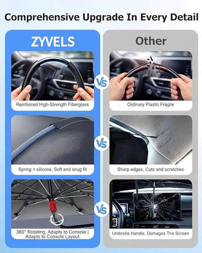 2026 Upgraded Car Windshield Sun Shade Umbrella, UV & Heat Block, Foldable Front Window Cover – Keep Interior Cooler, Protect Dashboard & Seats – Universal Fit for SUV, Truck, Sedan (57"x31.5")