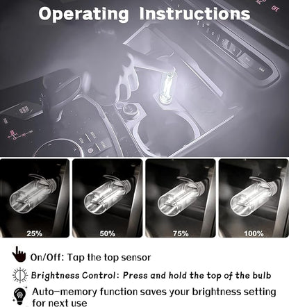 LED Car Interior Light, Touch Control USB Night Lamp, Retro Style Ambient Lighting for Auto, Bedroom, Desk (White Light)
