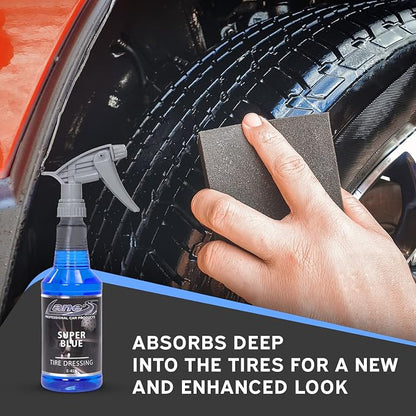 LANE'S Super Blue Tire Dressing + New Aluminum Spray Bundle Kit | Car Tire Shine Spray | Rim Cleaner & Shine | Best Tire Shine, Best Rim Cleaner | Protection from Cracks & UV Rays | Non-Greasy | 16oz