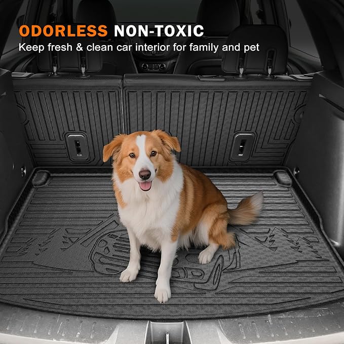 KUST Floor Mats Set for 2021-2026 Chevy Trailblazer Accessories (AWD Only), All Weather Floor Liners & Backrest Mats & Rear Trunk Mat, TPE Rubber Raised Edge (Cargo in Upper Deck Position)