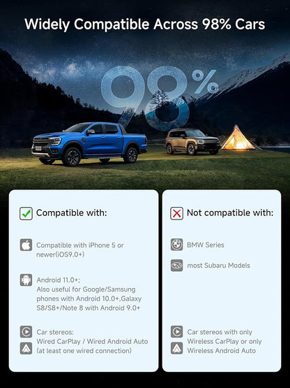 Magic CarPlay Box, Wireless CarPlay Adapter Supports for Netflix/YouTube/TF Card, AI Box Carplay, Plug & Play, Drivechat with AI Skills, Dual WiFi, Bluetooth, Fits for OEM Wired CarPlay Cars