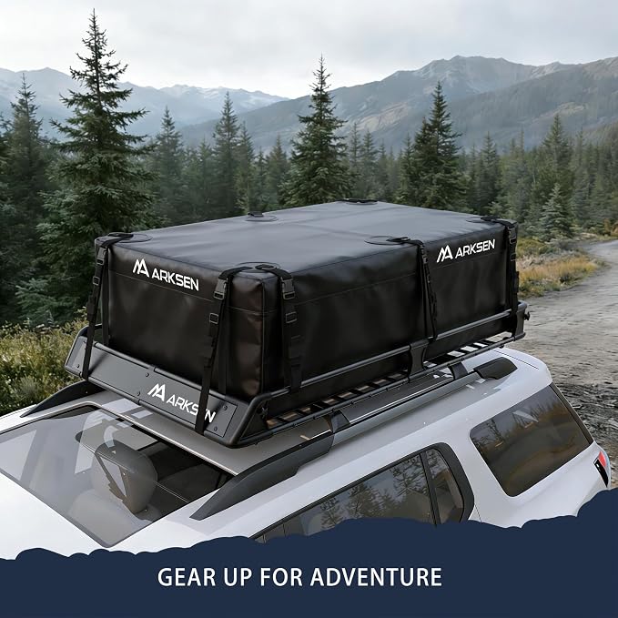 ARKSEN 2-in-1 Foldable Fairing Roof Rack Cargo Basket with Waterproof Bag, 64" x 39" Heavy Duty Steel Rooftop Carrier, 250 lbs Max Load, Fits SUV Truck Pickup for Kayaks, Canoes & Luggage