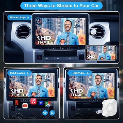 Wireless CarPlay Adapter, Netflix CarPlay Adapter for Car with YouTube, Perfect for CarPlay Wireless Adapter, Android Auto Magic CarPlay Box for Factory Wired CarPlay Cars from 2016-White