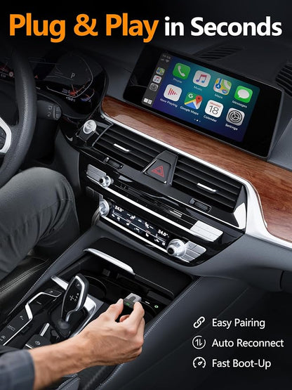 2-in-1 Mini Wireless CarPlay Adapter for Apple CarPlay & Android Auto,Upgrade Wired to Wireless, Fast Auto-Connect, Plug & Play (iOS 10+, Android 10+, 2016+ Cars)