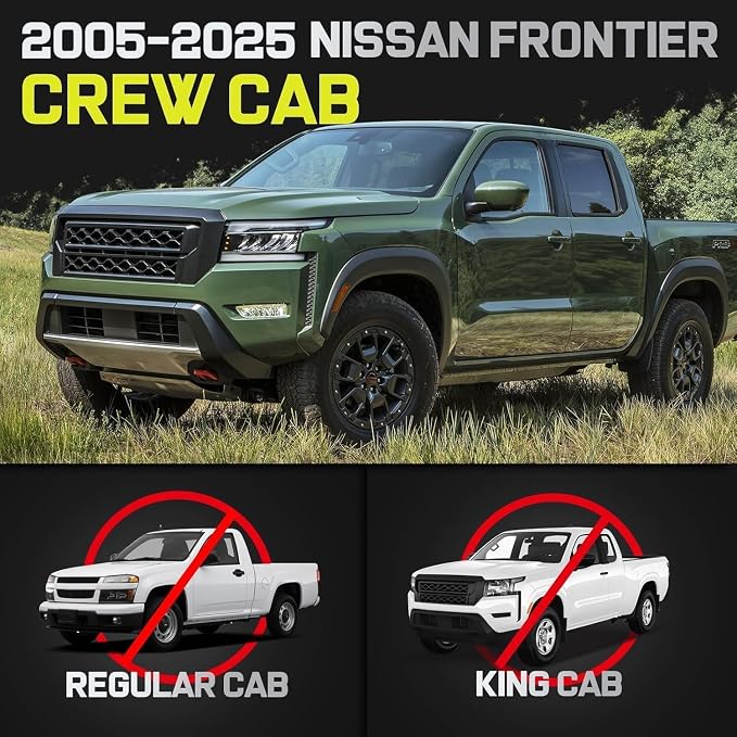 BINARY STAR Running Boards Compatible with 2005-2026 Nissan Frontier Crew Cab, Bed Access Step Bars Wheel to Wheel Side Steps Nerf Bars Step Boards