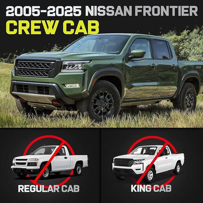 BINARY STAR Running Boards Compatible with 2005-2026 Nissan Frontier Crew Cab, Bed Access Step Bars Wheel to Wheel Side Steps Nerf Bars Step Boards