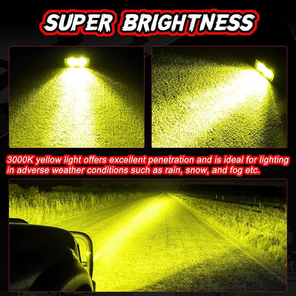LED Pods Yellow with Wiring Harness & Black Covers 2Pcs 3 Inch Off Road Driving Light Bar LED Work Light Cube Waterproof Combo Yellow Fog Pod Lights for Truck ATV UTV Motorcycle Boat