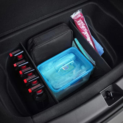 KMMOTORS Sub Trunk Divider of under-floor Compatible for Model Y, Model 3 (2017-2023) – Hidden Trunk Organizer – Dividers with Mesh Pockets for Storage Separation (Set of 2)