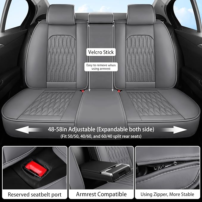 WELLDO Car Seat Covers, 5 Seats, Gray, w02 | Waterproof, Scratch-Resistant, Breathable & Easy to Clean, Universal Fit for SUV Sedan Truck, Full Set