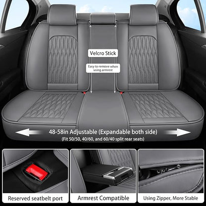 WELLDO Car Seat Covers, 5 Seats, Gray, w02 | Waterproof, Scratch-Resistant, Breathable & Easy to Clean, Universal Fit for SUV Sedan Truck, Full Set