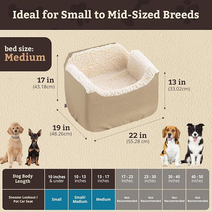 SNOOZER PET Products Lookout 1 Dog CAR SEAT, Birch Diamond, Medium